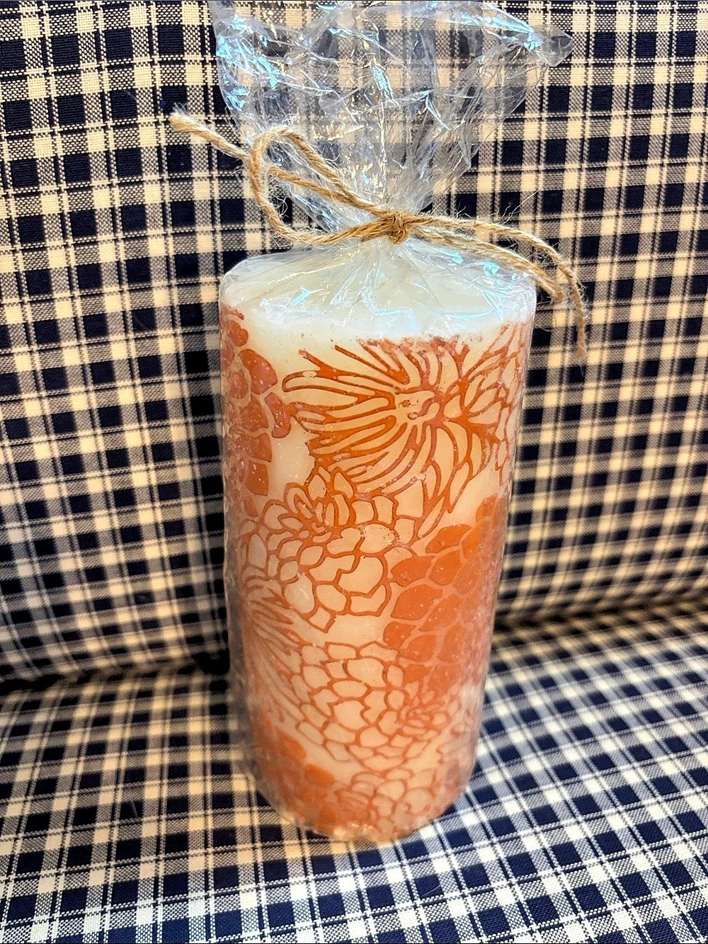 Floral Orange & White Candle NWT